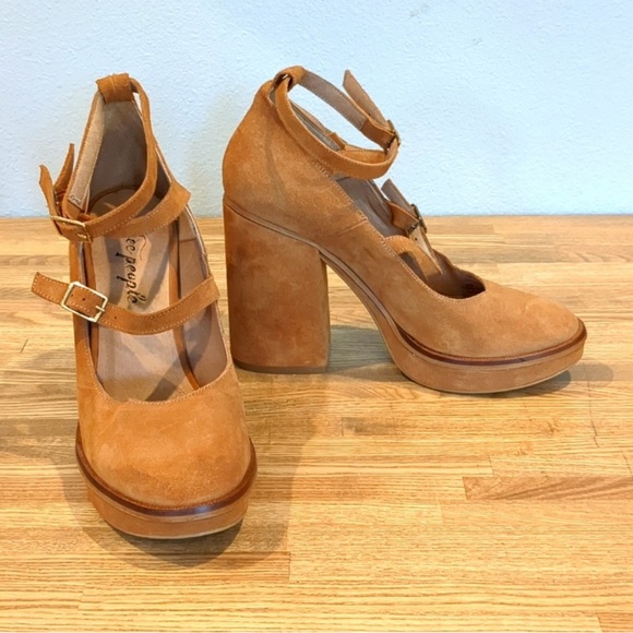 Free People Perfect Pair Suede Block Platform Heels 38 - Picture 3 of 9